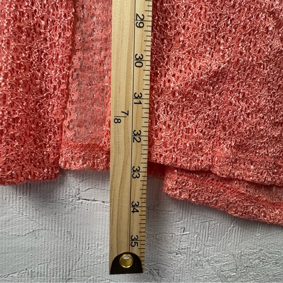 Colletta Open-Front Women's Sweater Coral Crocheted Long Sleeve Cover up Sz 12 - Picture 7 of 9